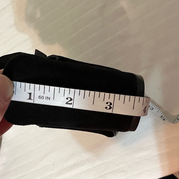 Lucca Lane Black Suede Leather Seleste Peep Toe Shoes Heels Size 8 Like New - Picture 12 of 15